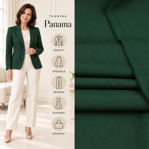 Tkanina Panama ciemnozielona na metry - szer. 150 cm - 260 g/m²