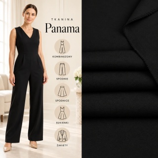 Tkanina Panama czarna na metry - szer. 150 cm - 260 g/m²