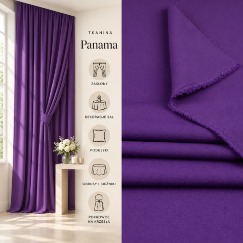 Tkanina Panama fioletowa na metry - szer. 150 cm - 260 g/m²