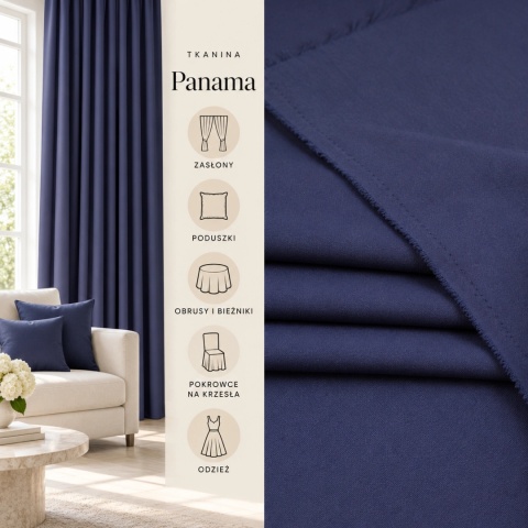 Tkanina Panama granatowa na metry - szer. 150 cm - 260 g/m²