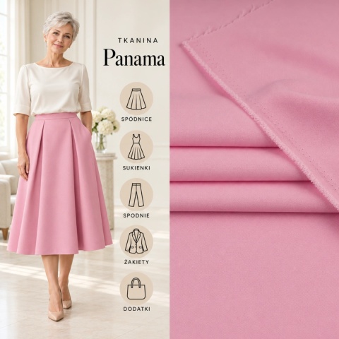 Tkanina Panama jasnoróżowa na metry - szer. 150 cm - 260 g/m²