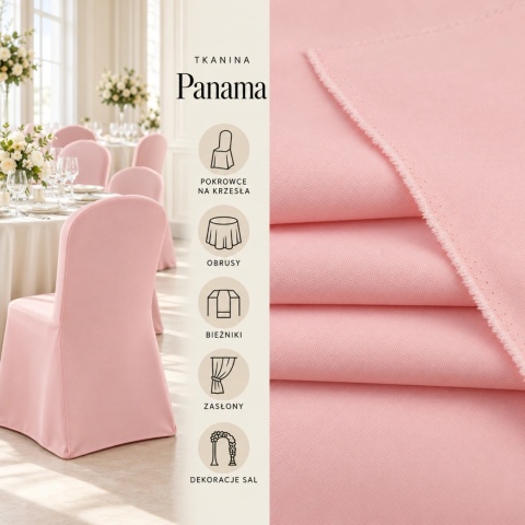 Tkanina Panama jasnoróżowa na metry - szer. 150 cm - 260 g/m²