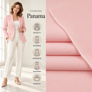 Tkanina Panama jasnoróżowa na metry - szer. 150 cm - 260 g/m²