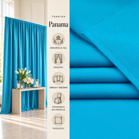 Tkanina Panama niebieska na metry - szer. 150 cm - 260 g/m²