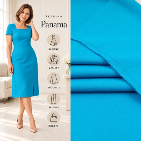 Tkanina Panama niebieska na metry - szer. 150 cm - 260 g/m²
