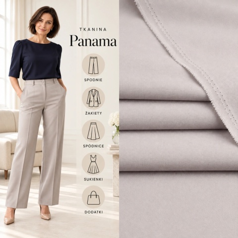Tkanina Panama szara na metry - szer. 150 cm - 260 g/m²