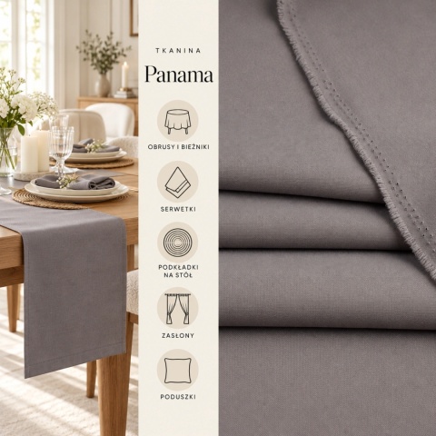 Tkanina Panama szara na metry - szer. 150 cm - 260 g/m²