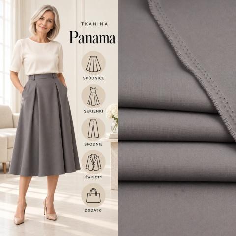 Tkanina Panama szara na metry - szer. 150 cm - 260 g/m²