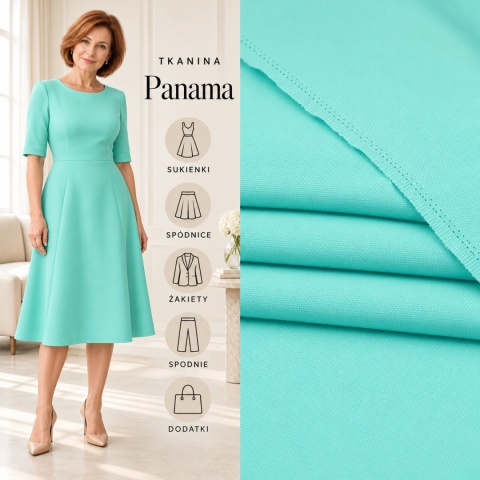Tkanina Panama turkusowa na metry - szer. 150 cm - 260 g/m²