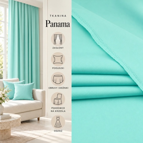 Tkanina Panama turkusowa na metry - szer. 150 cm - 260 g/m²
