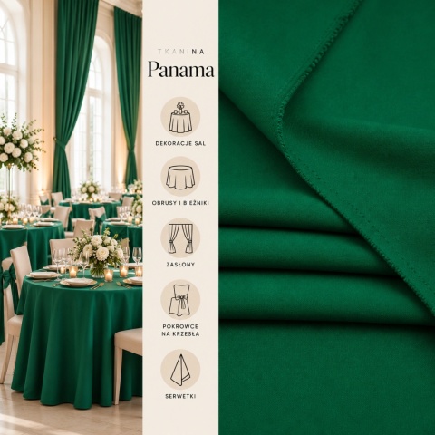 Tkanina Panama zielona na metry - szer. 150 cm - 260 g/m²