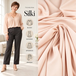 Tkanina Silki beżowa na metry - szer. 150 cm - 90 g/m²