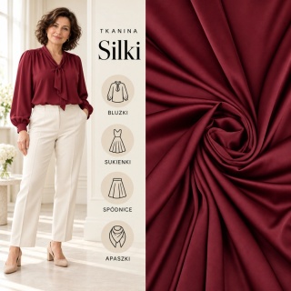 Tkanina Silki bordowa na metry - szer. 150 cm - 90 g/m²