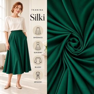 Tkanina Silki zielona na metry - szer. 150 cm - 90 g/m²