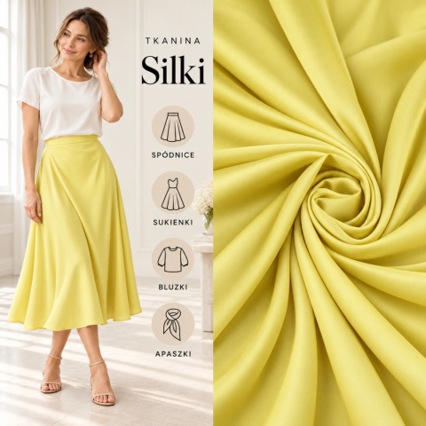 Tkanina Silki żółta na metry - szer. 150 cm - 90 g/m²