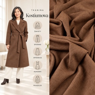 Tkanina kostiumowa brązowa na metry - szer. 150 cm - 250 g/m²